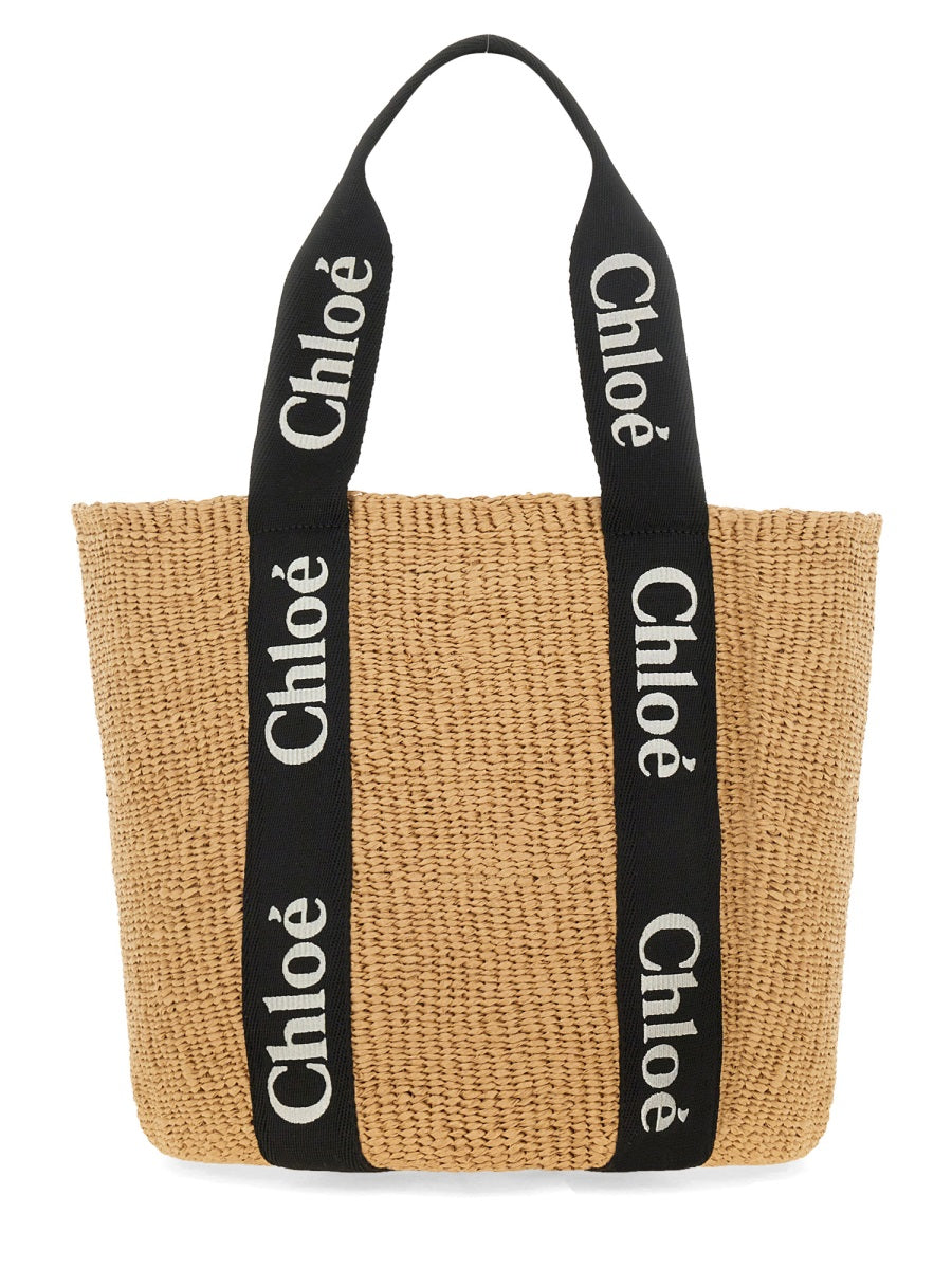 CHLOÉ Large Woody Shoulder Bag - 30 cm x 35 cm x 20 cm