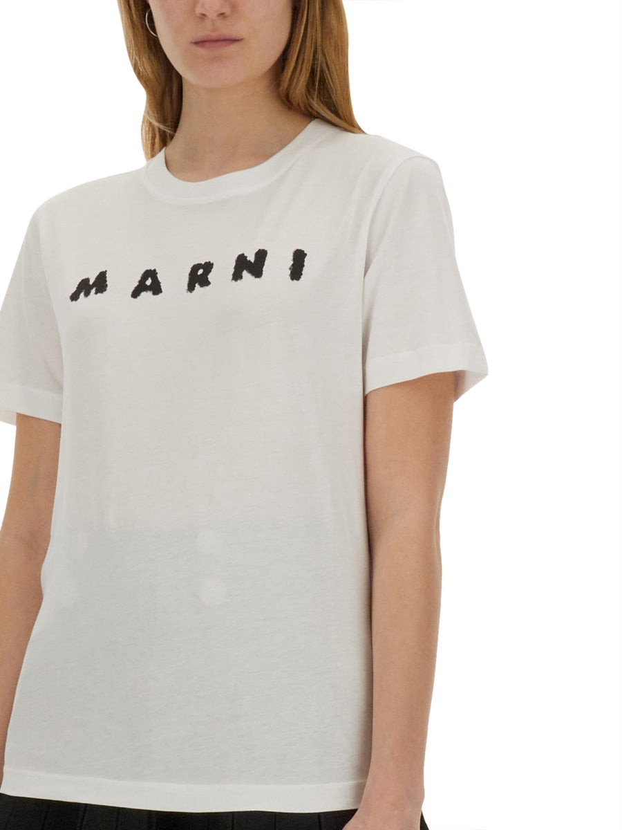 MARNI Cotton T-Shirt with Logo - Regular Fit