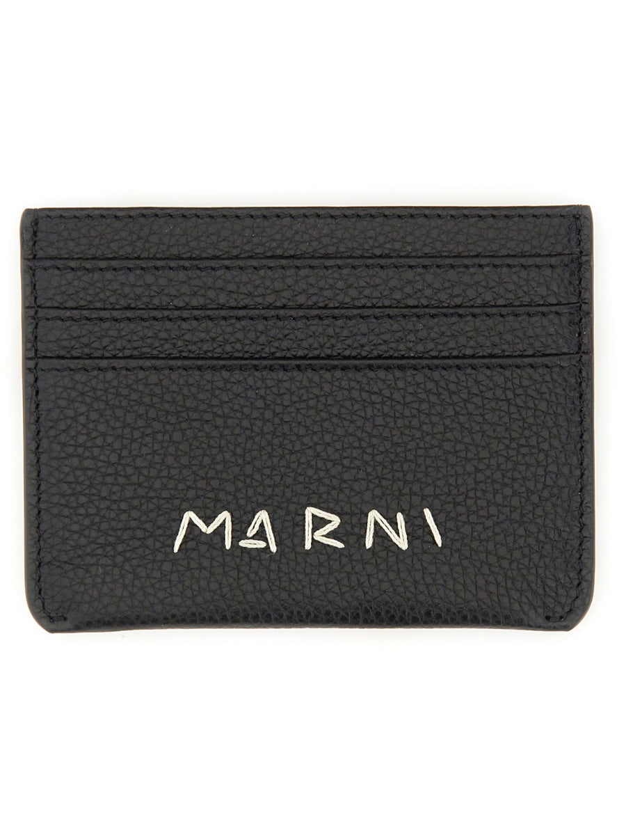 MARNI Mini Card Holder with Darning Logo - 7.5 cm x 11 cm