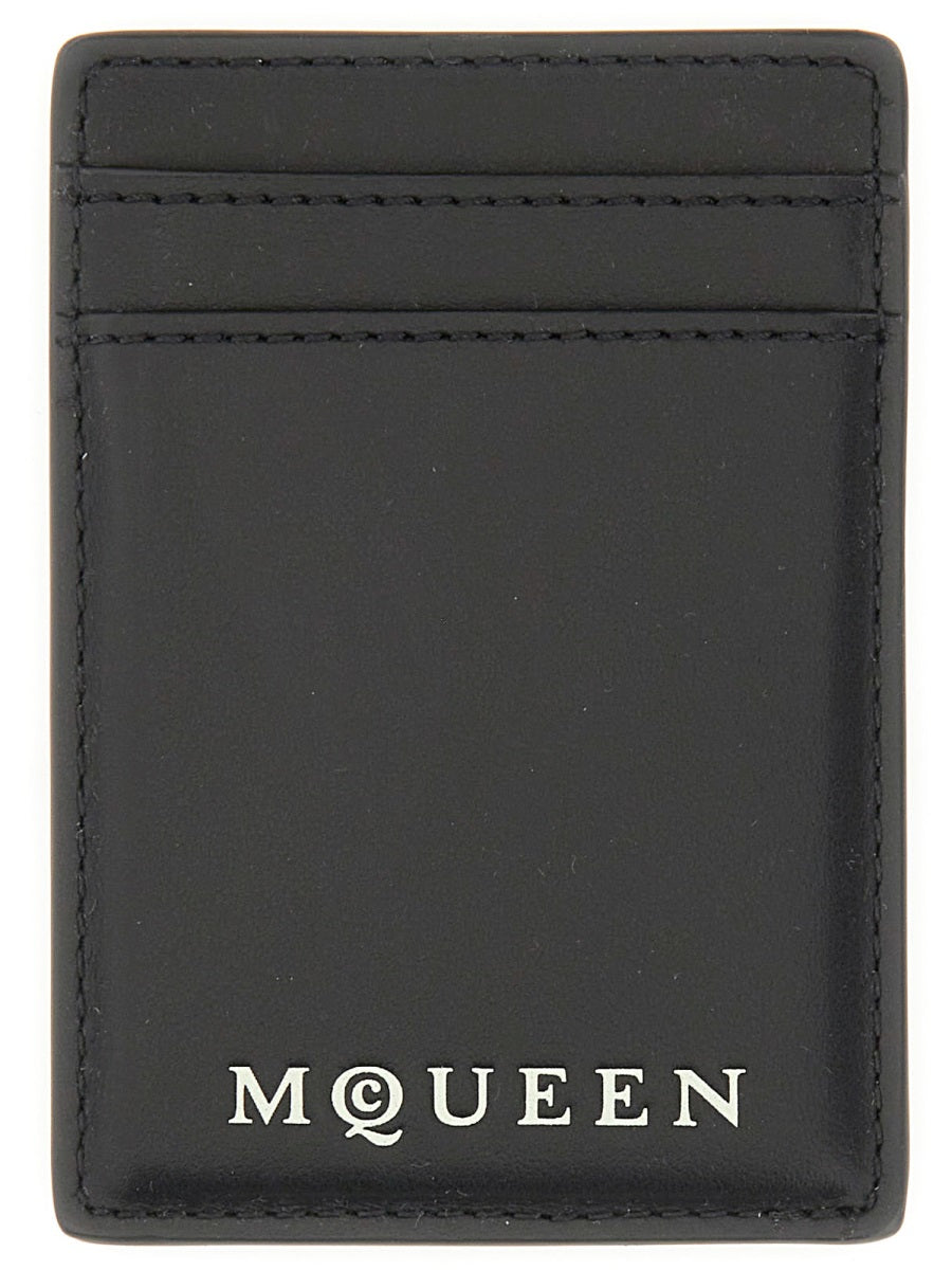 ALEXANDER McQUEEN Magnetic Card Holder with Logo - Perfect for Men