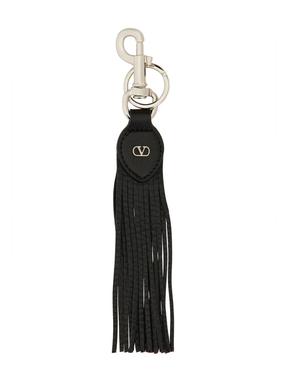 VALENTINO GARAVANI Signature Vlogo Leather Keychain