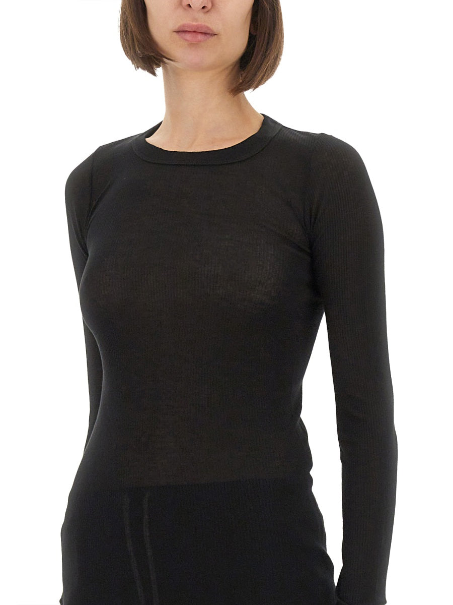 RICK OWENS Slim Fit Ribbed T-Shirt - Size 40 IT