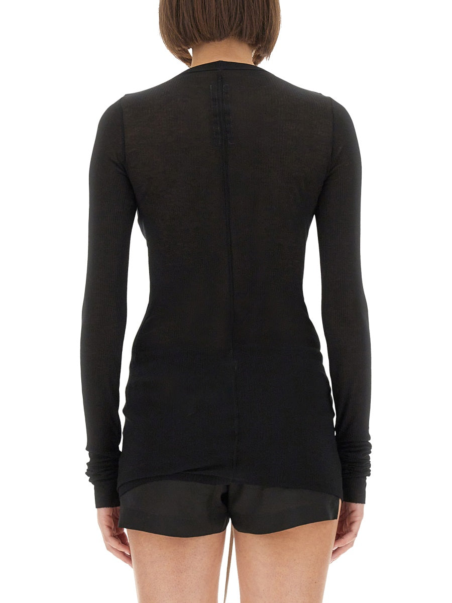 RICK OWENS Slim Fit Ribbed T-Shirt - Size 40 IT