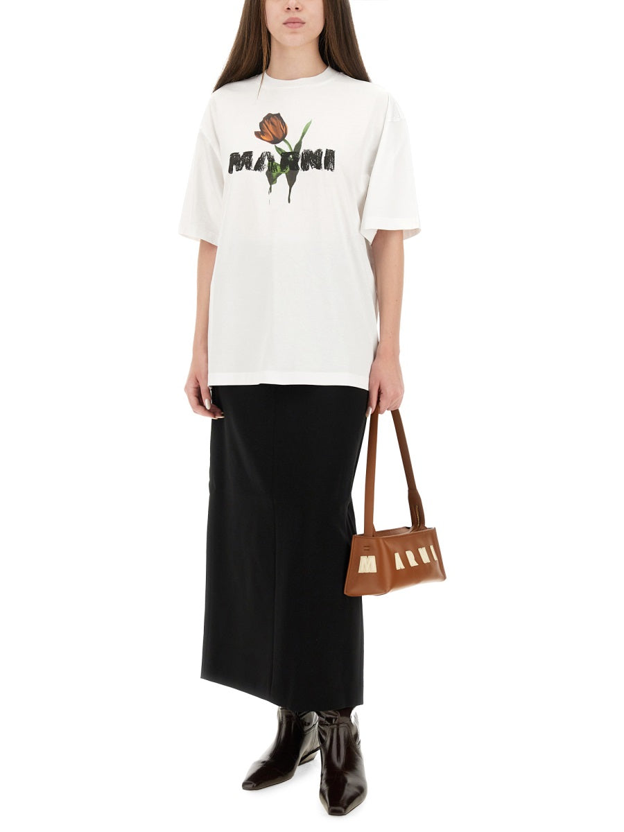 MARNI Cotton Knit T-Shirt for Women - FW25 Collection