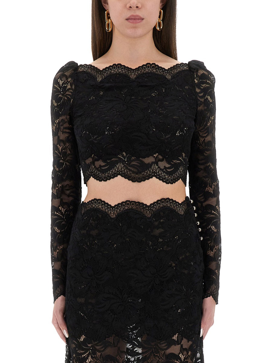 RABANNE Cropped Lace Mini Top