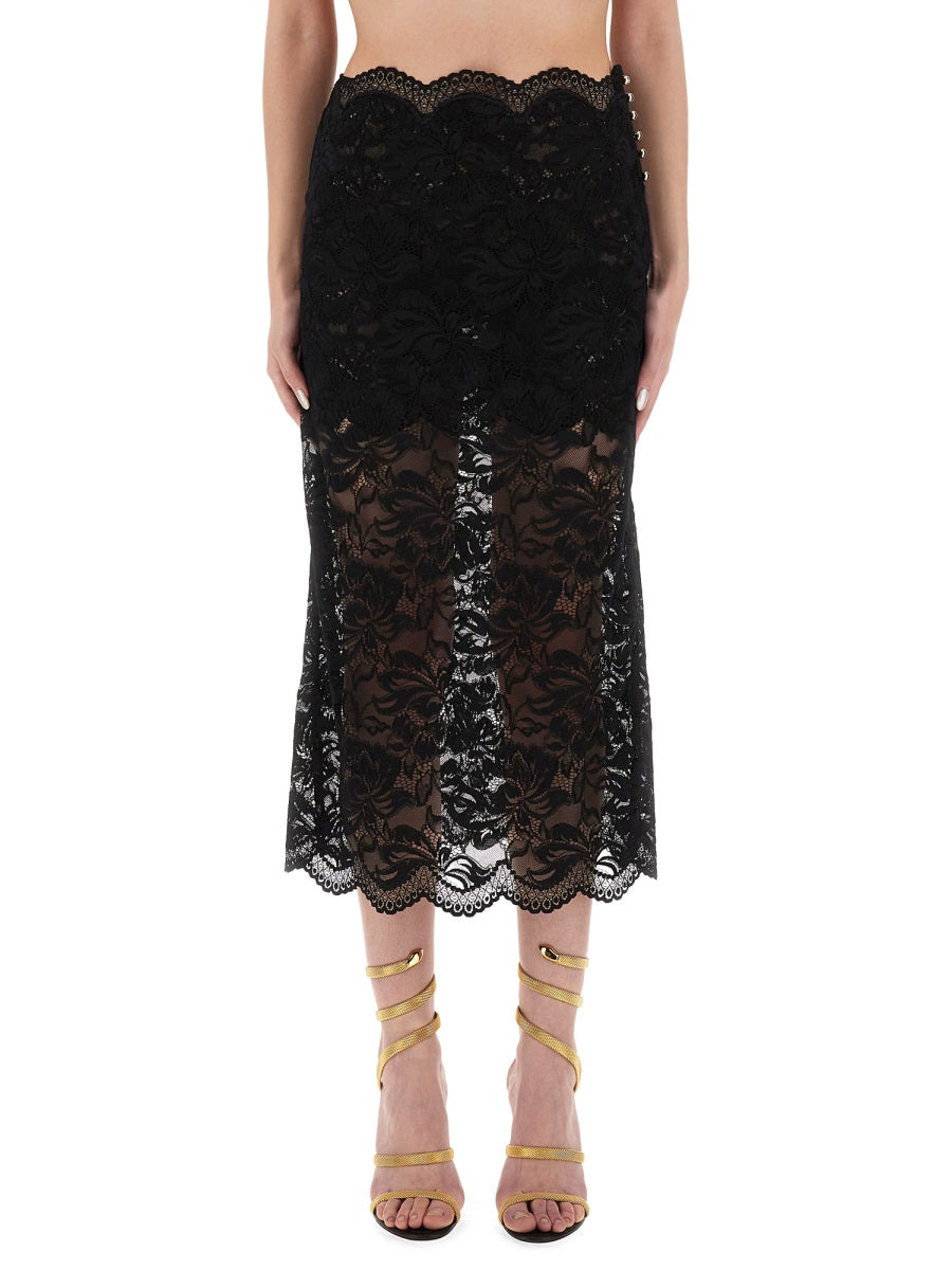 RABANNE Lace Midi Skirt - Cropped Cut