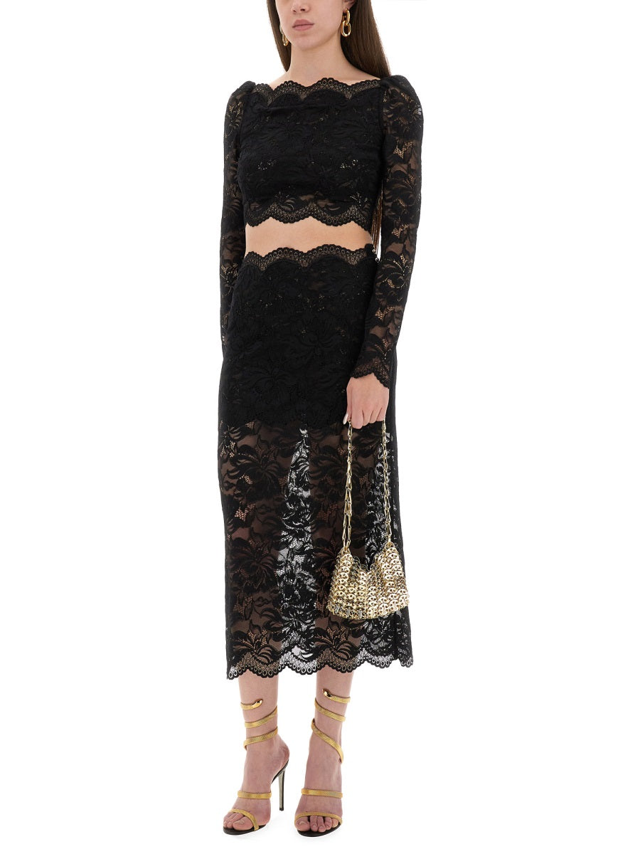 RABANNE Lace Midi Skirt - Cropped Cut