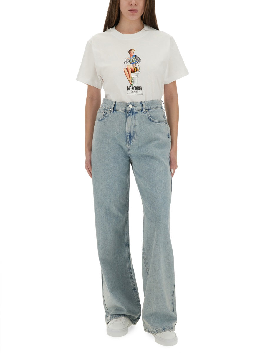 MOSCHINO JEANS Regular Fit Printed T-Shirt - Size S