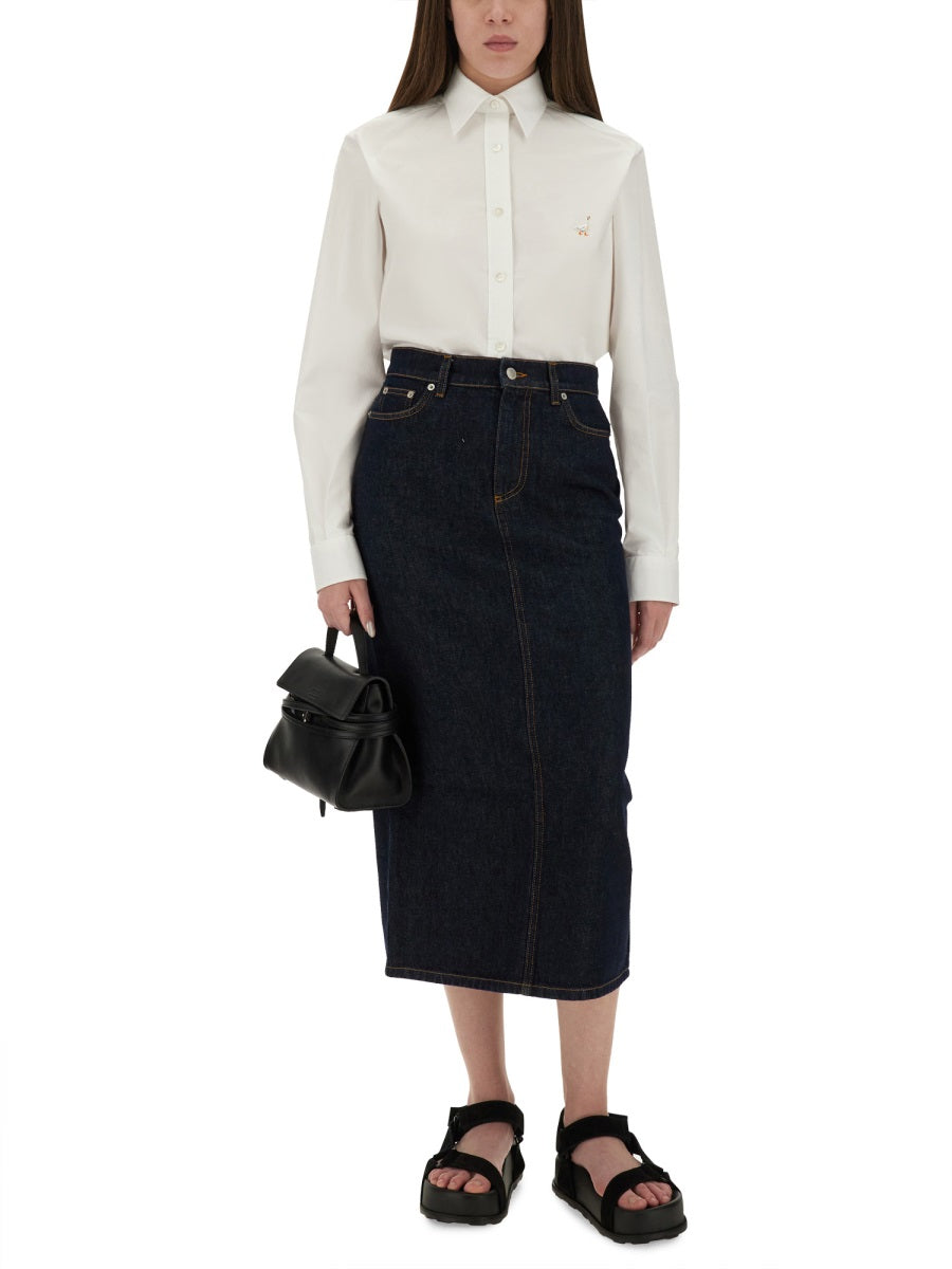 MOSCHINO COUTURE Embroidered Goose Regular Fit Shirt Size 40