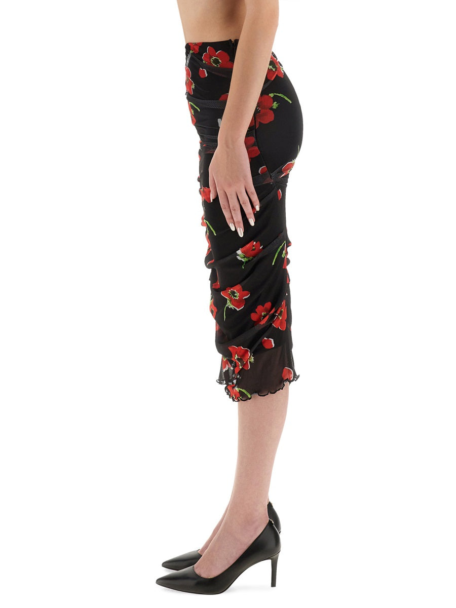 MOSCHINO JEANS Floral Mesh Mini Skirt - Size 40 IT