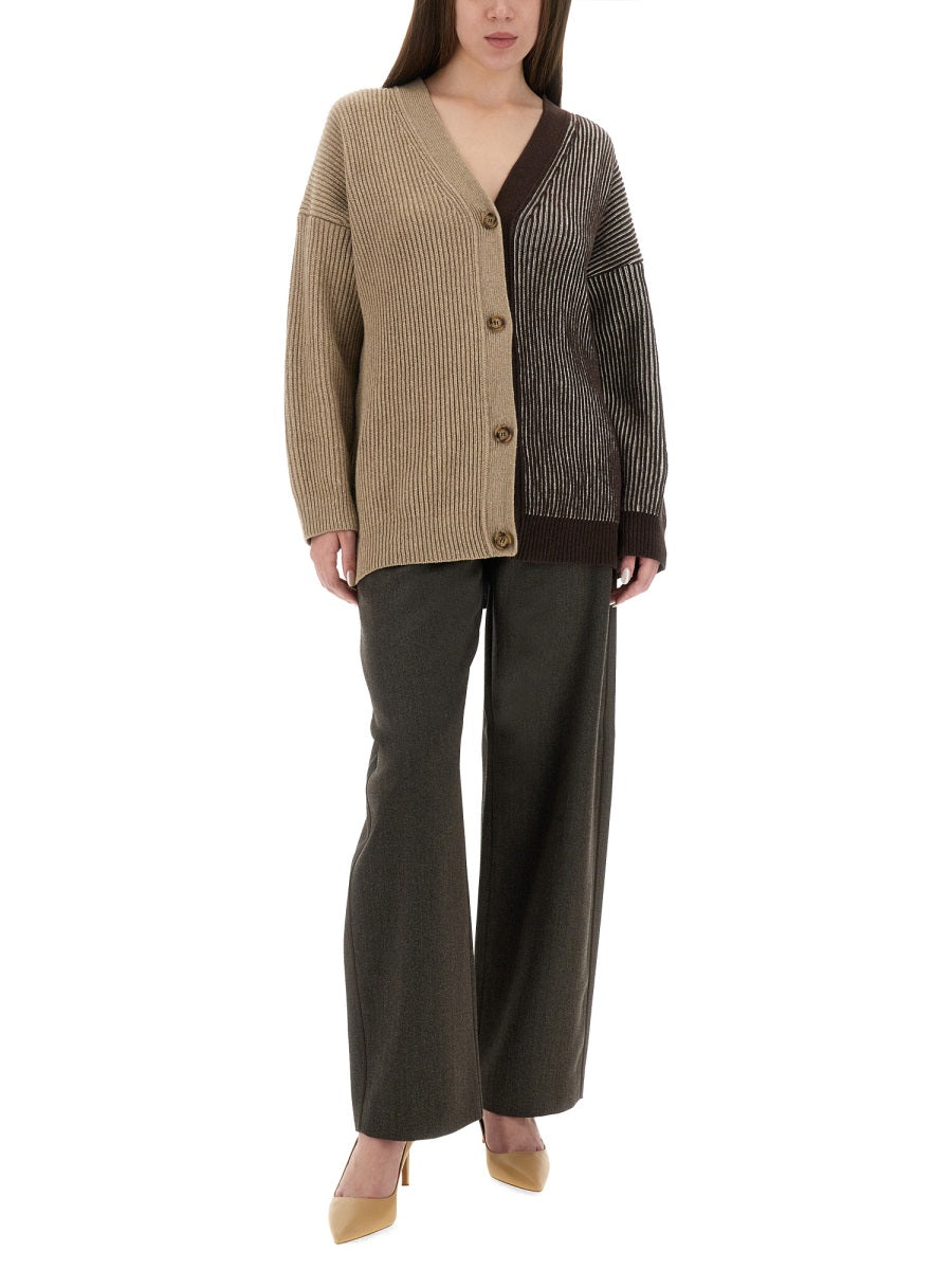 MOSCHINO JEANS Relaxed Fit Cardigan with Inlay Logo - Size S