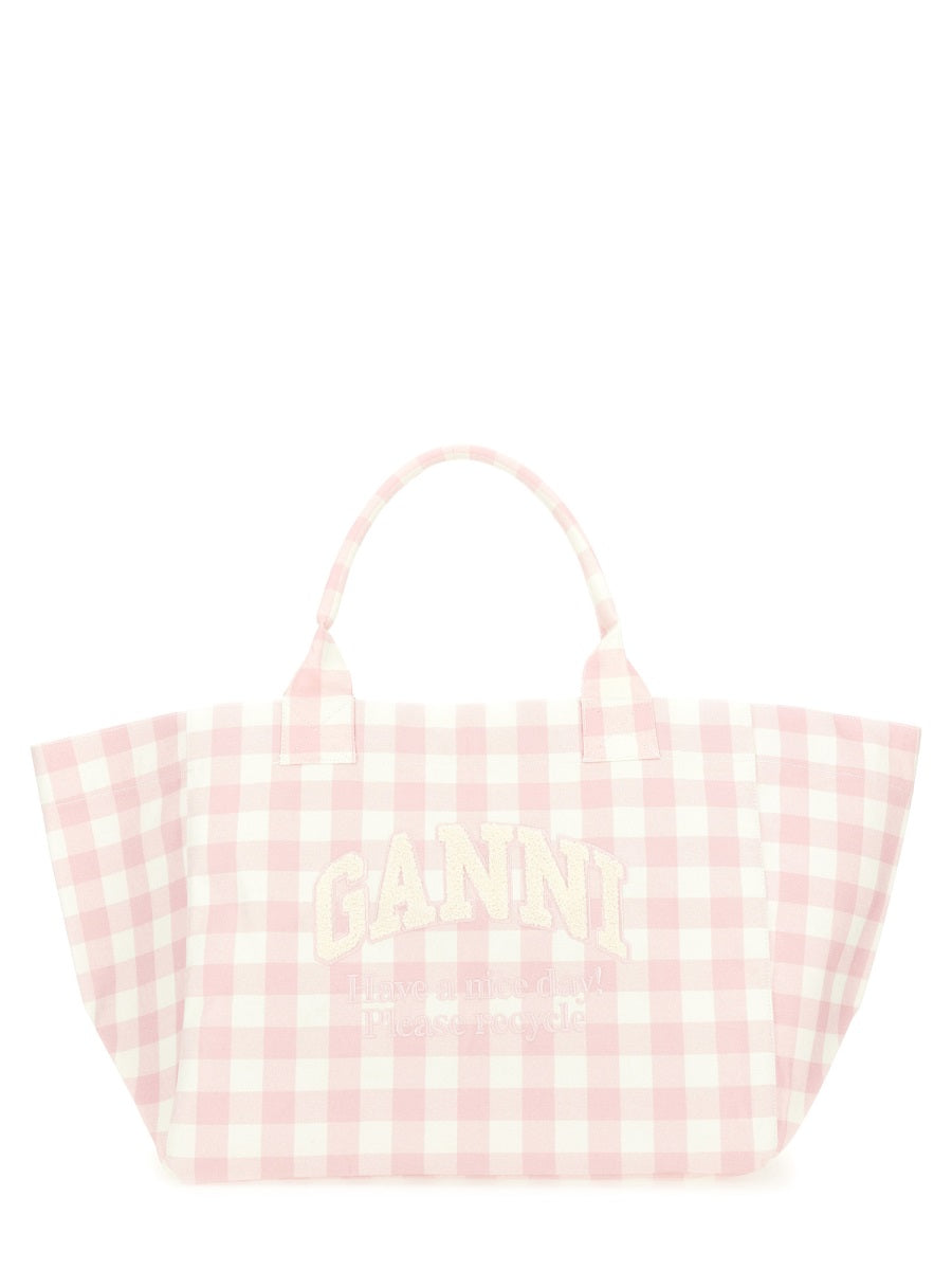 GANNI Vicky Check XXL Tote Handbag