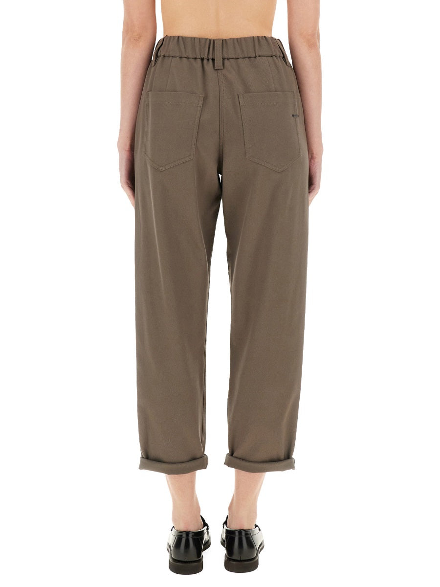 BRUNELLO CUCINELLI Women's Baggy Pull-On Pants in Cotton - Size 40