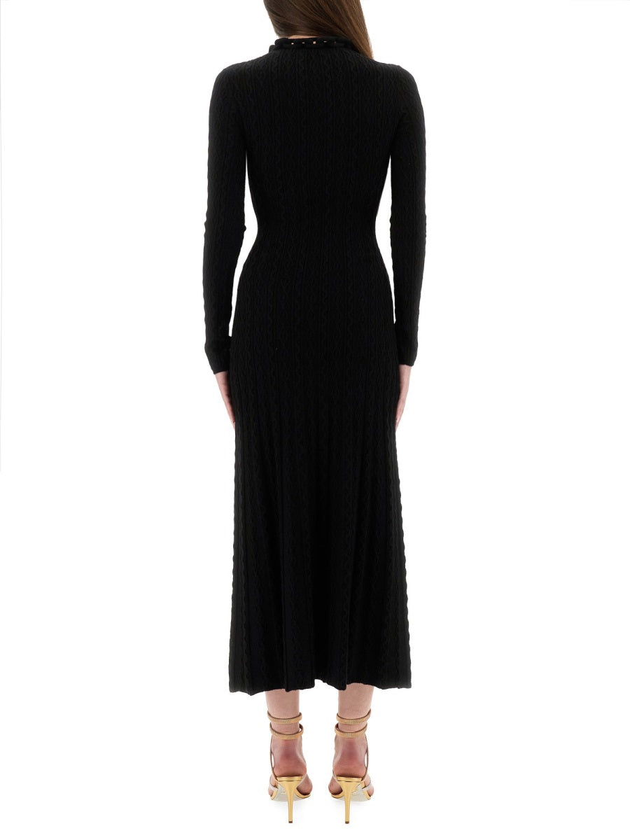 RABANNE Slim Fit Long Wool Dress - Size S