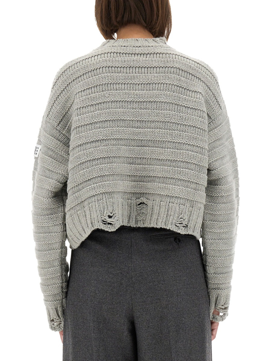 MM6 MAISON MARGIELA Cropped Wool Pullover - Women's Mini Cut