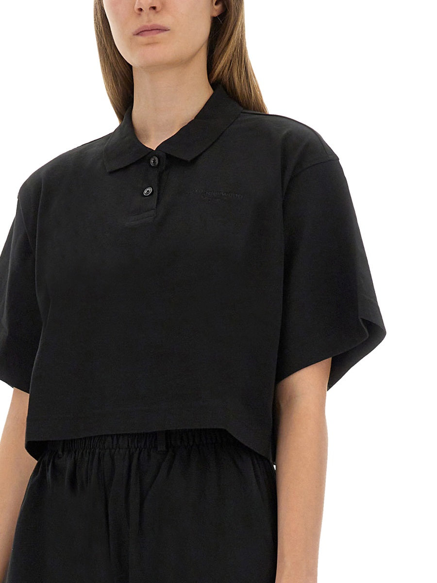 ALEXANDER WANG Cropped Polo T-Shirt - Women's Size S