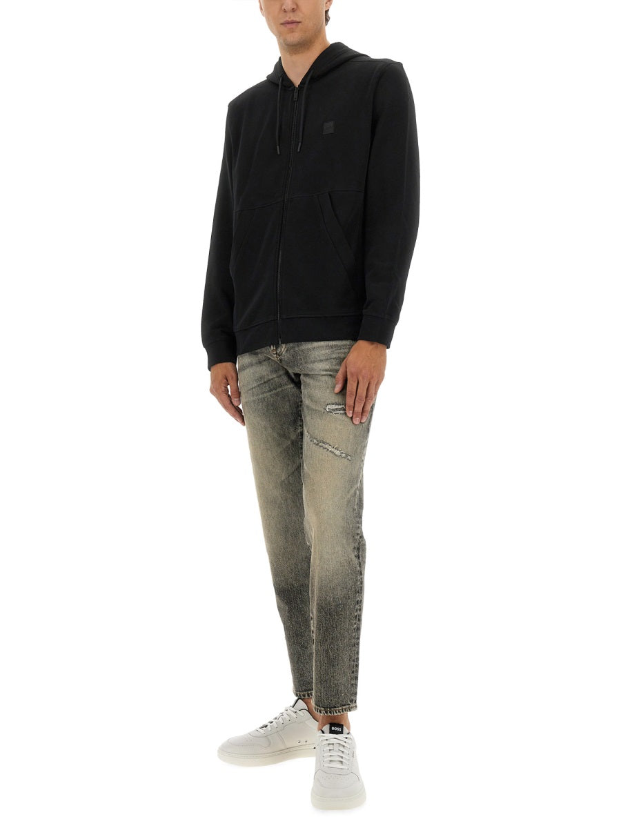 BOSS Classic Logo Cotton Sweatshirt - Regular Fit, Size L