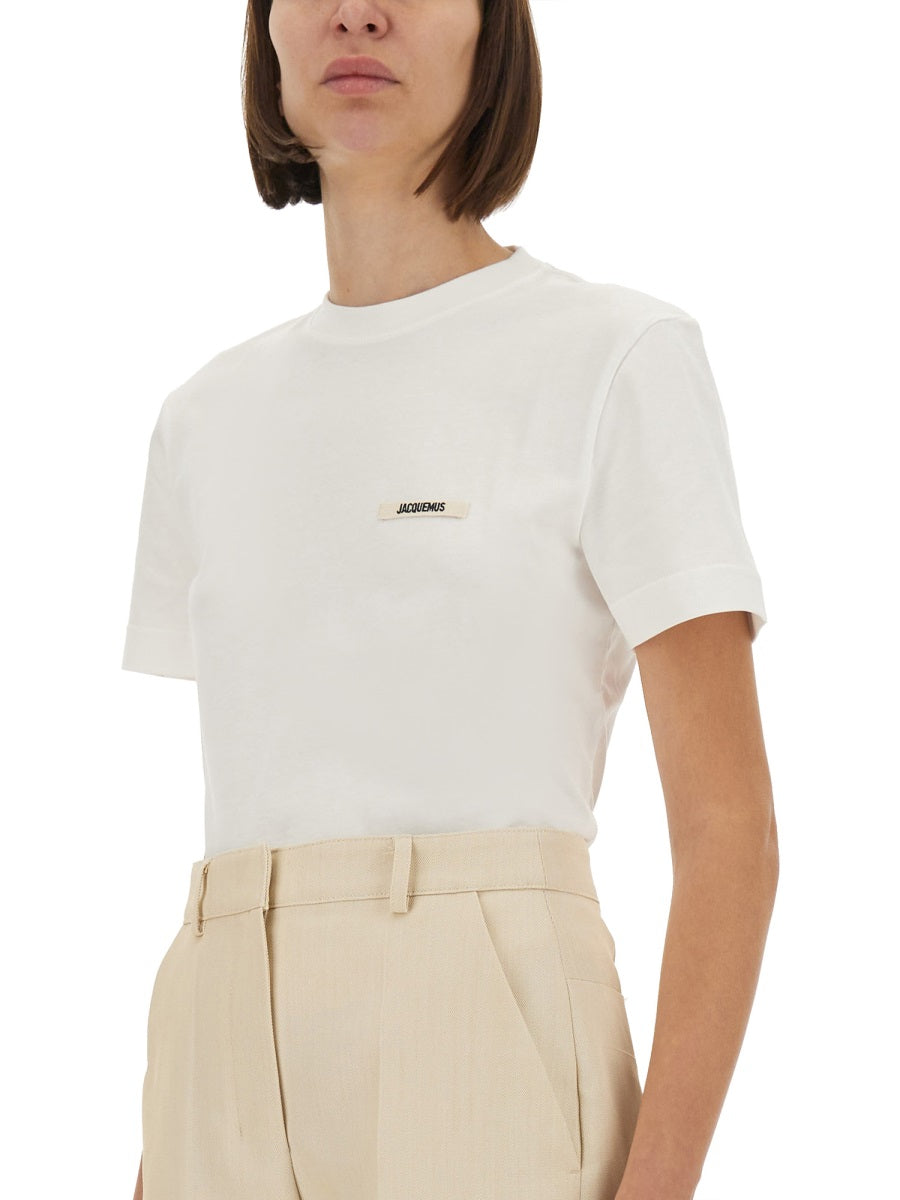 JACQUEMUS Slim Fit Grosgrain Short Sleeve T-Shirt - Size S