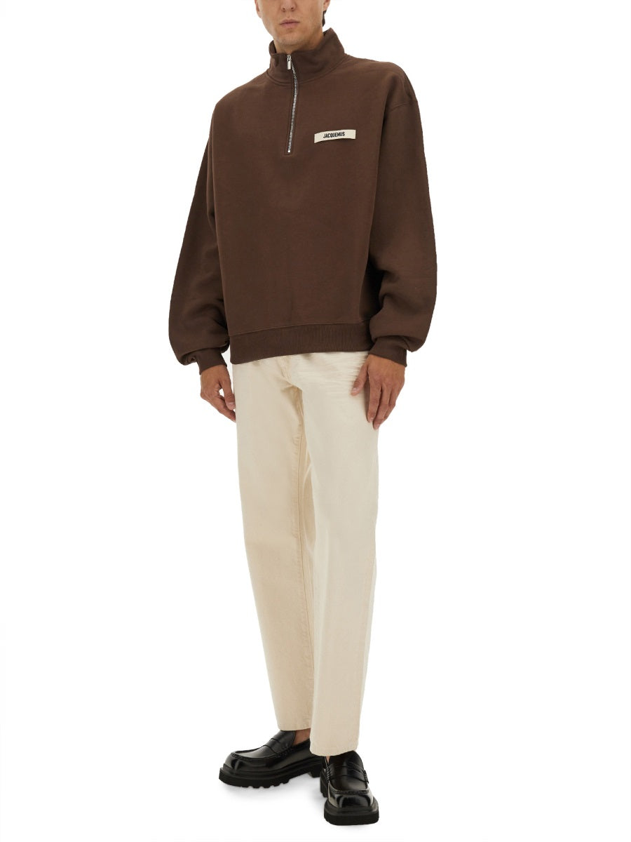 JACQUEMUS Relaxed Fit Grogain Turtleneck Sweatshirt - Size L