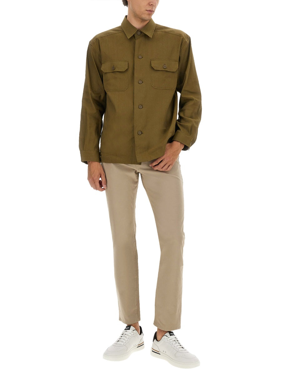 BOSS Regular Fit Stretch Linen and Viscose Shirt