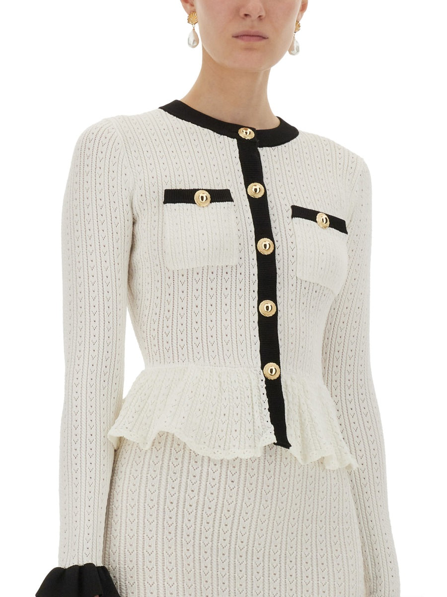 SELF-PORTRAIT Perforated Knit Midi Dress - Slim Fit