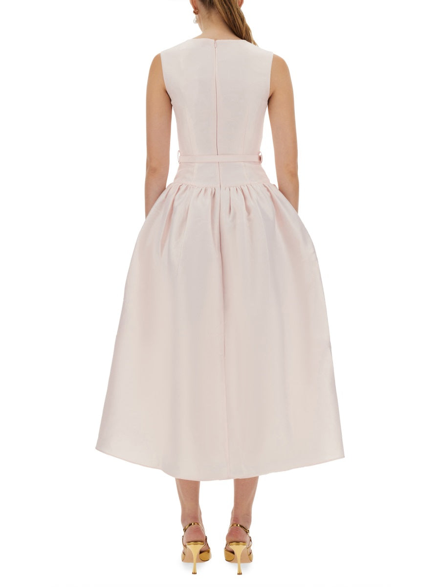 SELF-PORTRAIT Fitted Taffeta Midi Dress - Size 6 UK