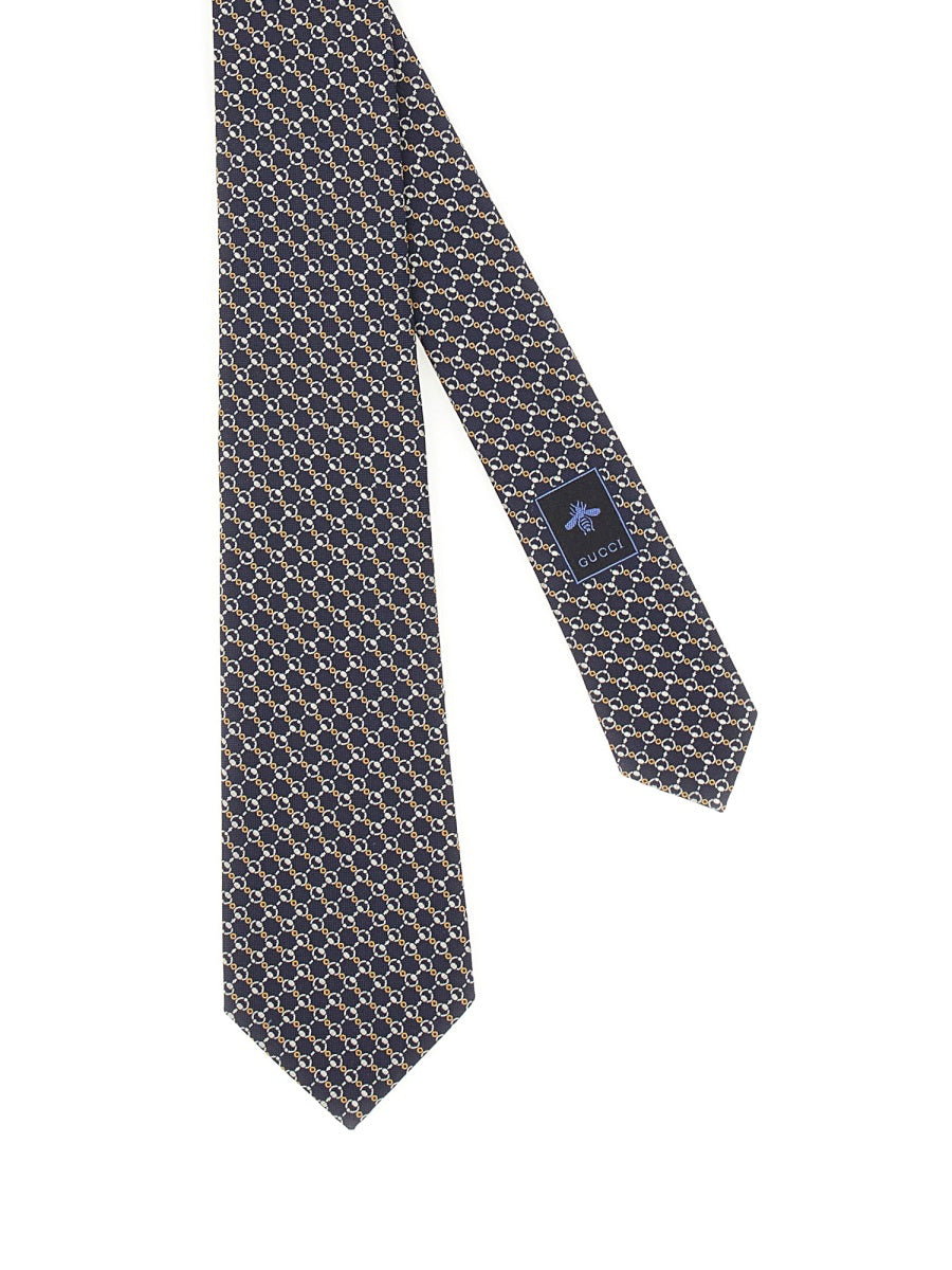 GUCCI Silk Jacquard Tie with Clamp