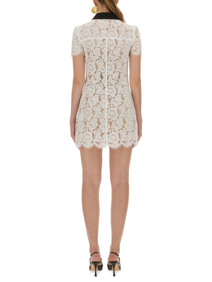 SELF-PORTRAIT Fitted Lace Mini Dress - Size 6 UK