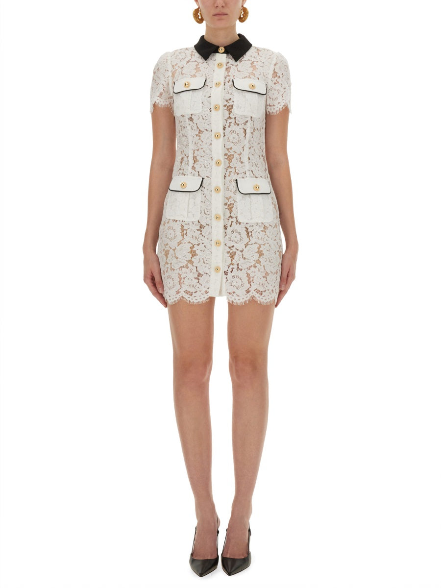 SELF-PORTRAIT Fitted Lace Mini Dress - Size 6 UK