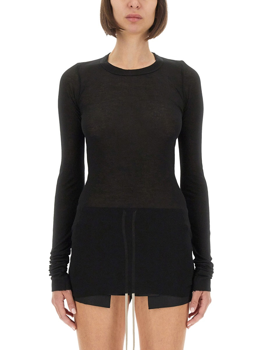 RICK OWENS Slim Fit Ribbed T-Shirt - Size 40 IT