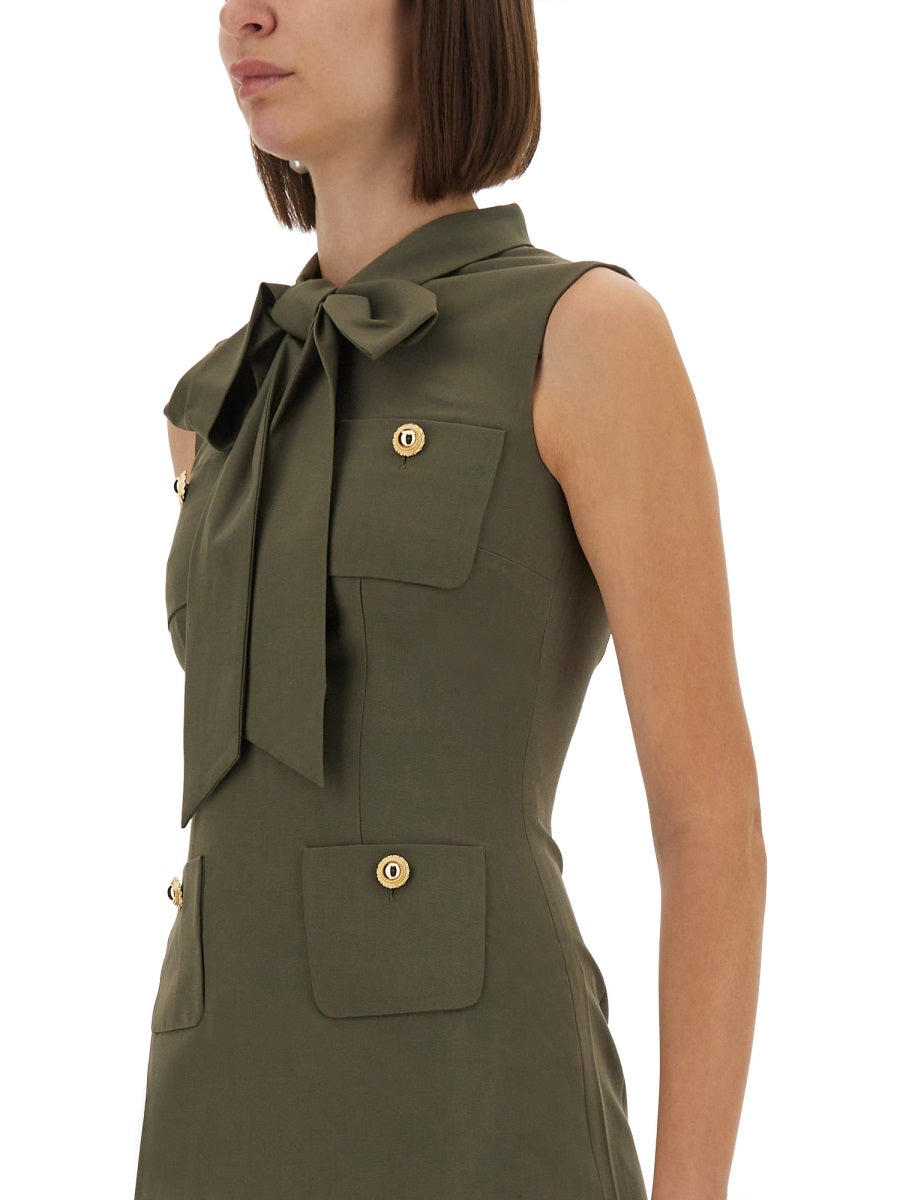 SELF-PORTRAIT Slim Fit Twill Mini Dress