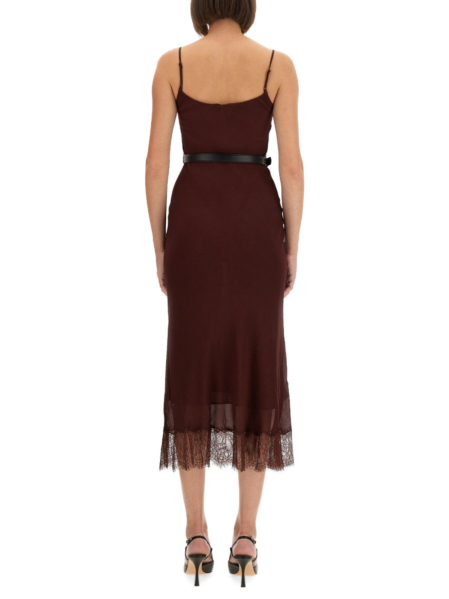 SELF-PORTRAIT Fitted Midi Dress with Lace Inserts Size 6