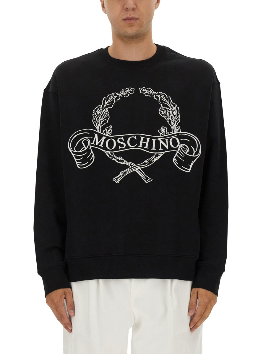 MOSCHINO COUTURE Laurel Crown Logo Embroidered Sweatshirt - Size L