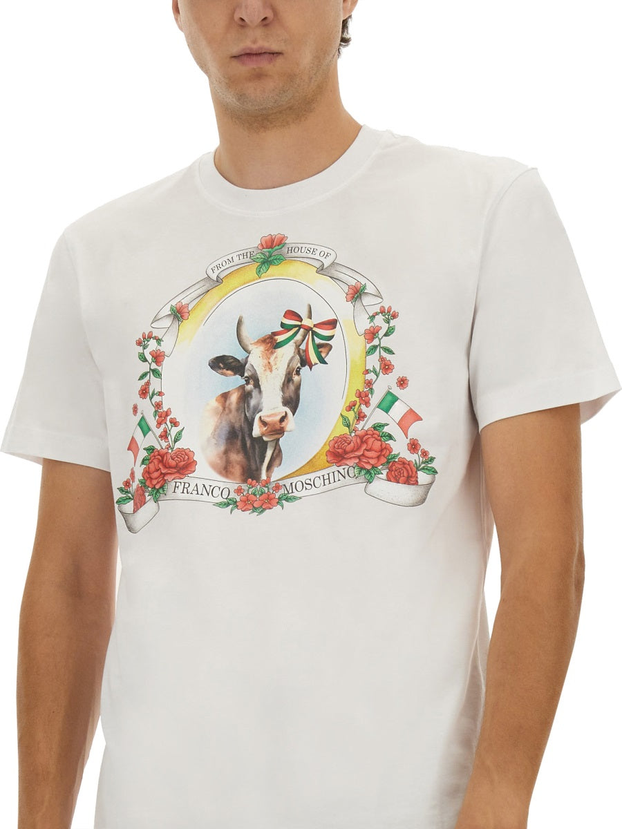 MOSCHINO Logo Print Regular Fit T-Shirt for Men