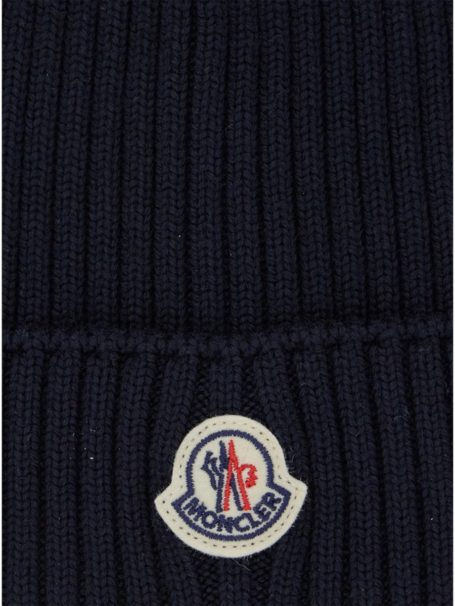 MONCLER Unisex Wool Logo Beanie Hat