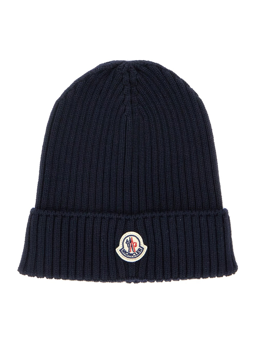 MONCLER Unisex Wool Logo Beanie Hat