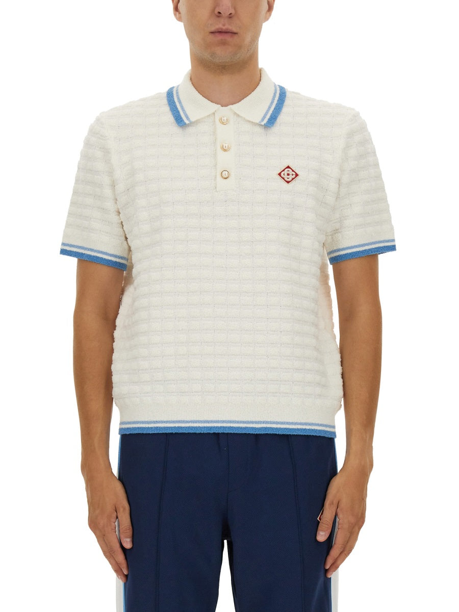 CASABLANCA Cotton Bouclé Polo Shirt - Size L