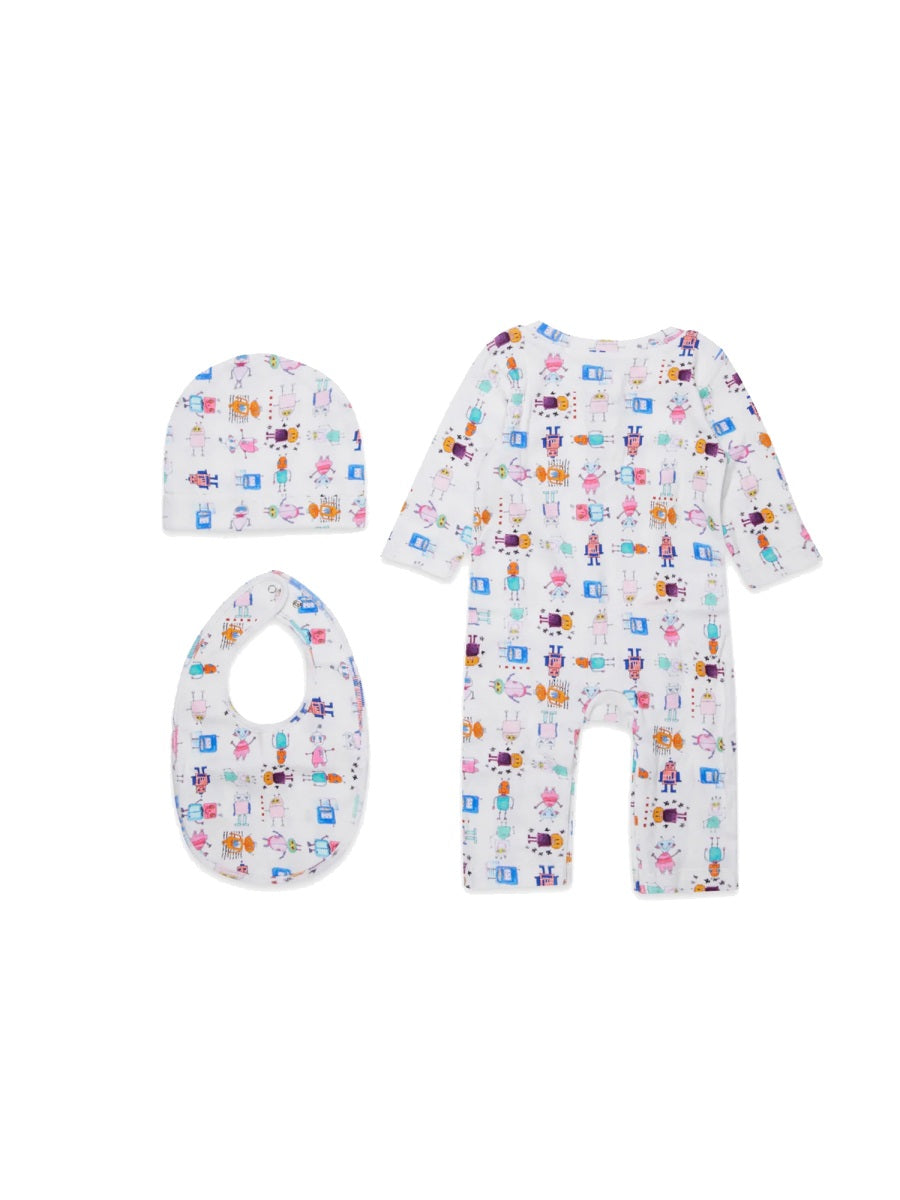 MARNI Unisex Mini Romper Set with Bib and Hat