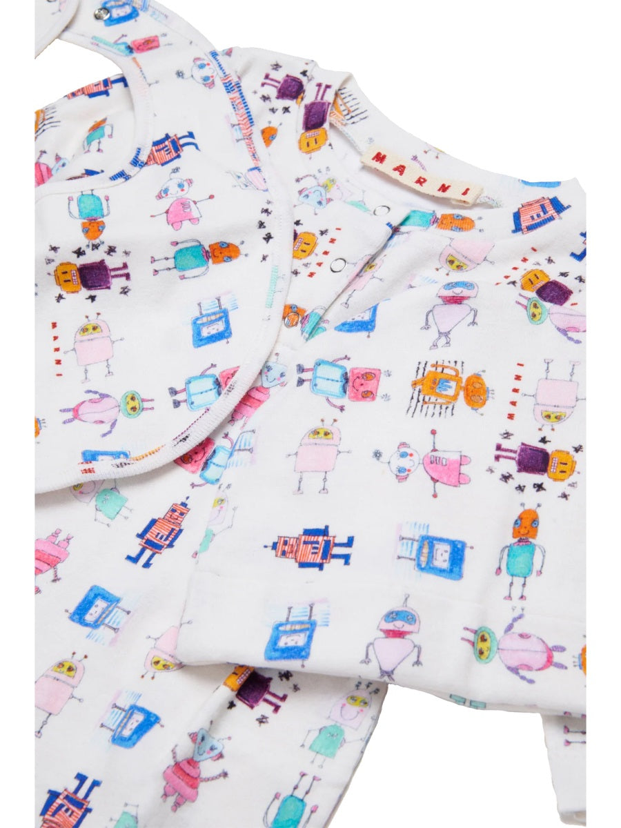 MARNI Unisex Mini Romper Set with Bib and Hat