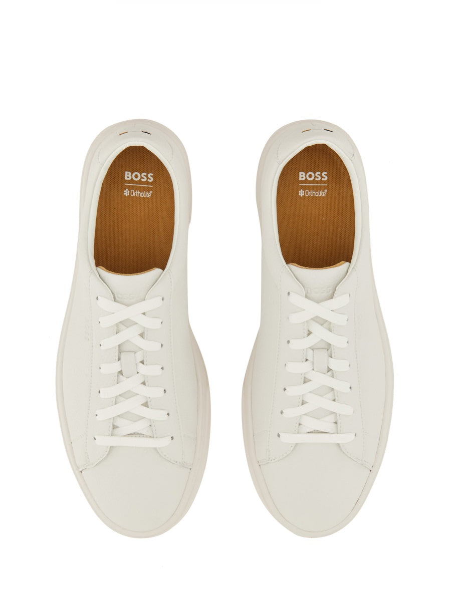 BOSS Grained Leather Sneakers for Men