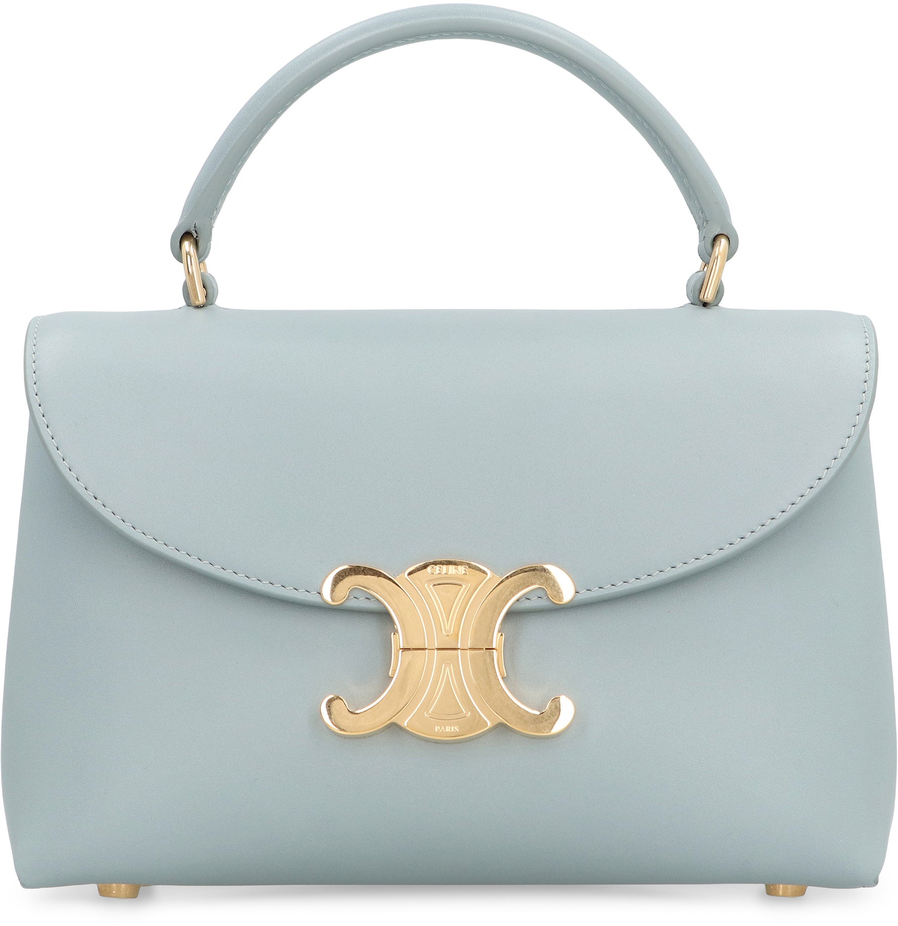 CELINE Mini Leather Handbag with Top Handle and Flap Closure