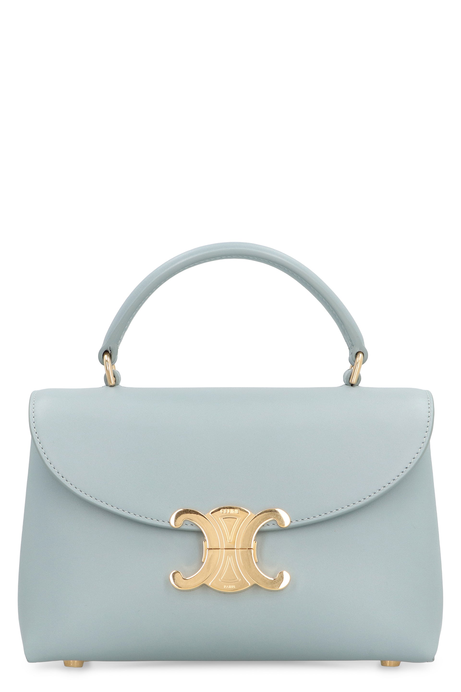 CELINE Mini Leather Handbag with Top Handle and Flap Closure