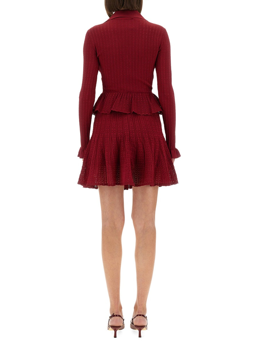 SELF-PORTRAIT Perforated Knit Dress - Slim Fit