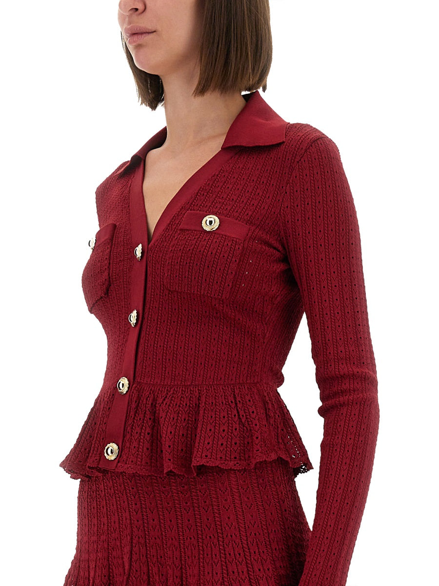 SELF-PORTRAIT Perforated Knit Dress - Slim Fit