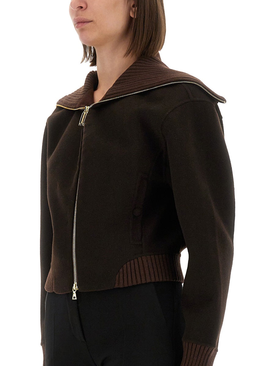 VICTORIA BECKHAM Zippered Wool Jacket Size 8