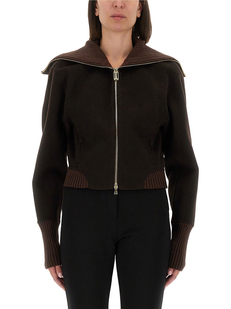 VICTORIA BECKHAM Zippered Wool Jacket Size 8
