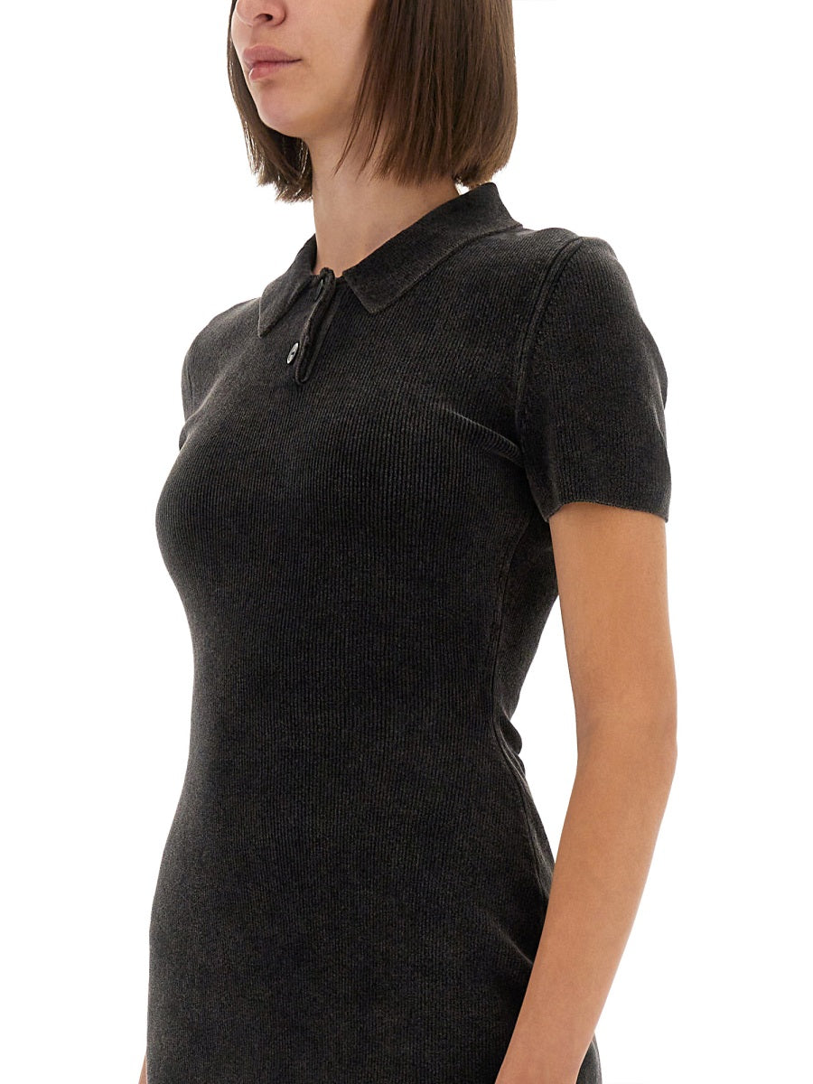 ALEXANDER WANG Slim Fit Polo Collar Mini Dress