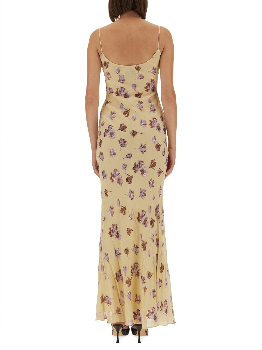 SELF-PORTRAIT Fitted Floral Long Dress (Size 6 UK)