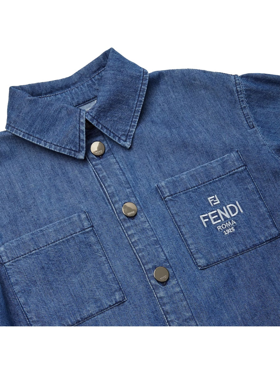 FENDI Mini Denim Shirt with Logo