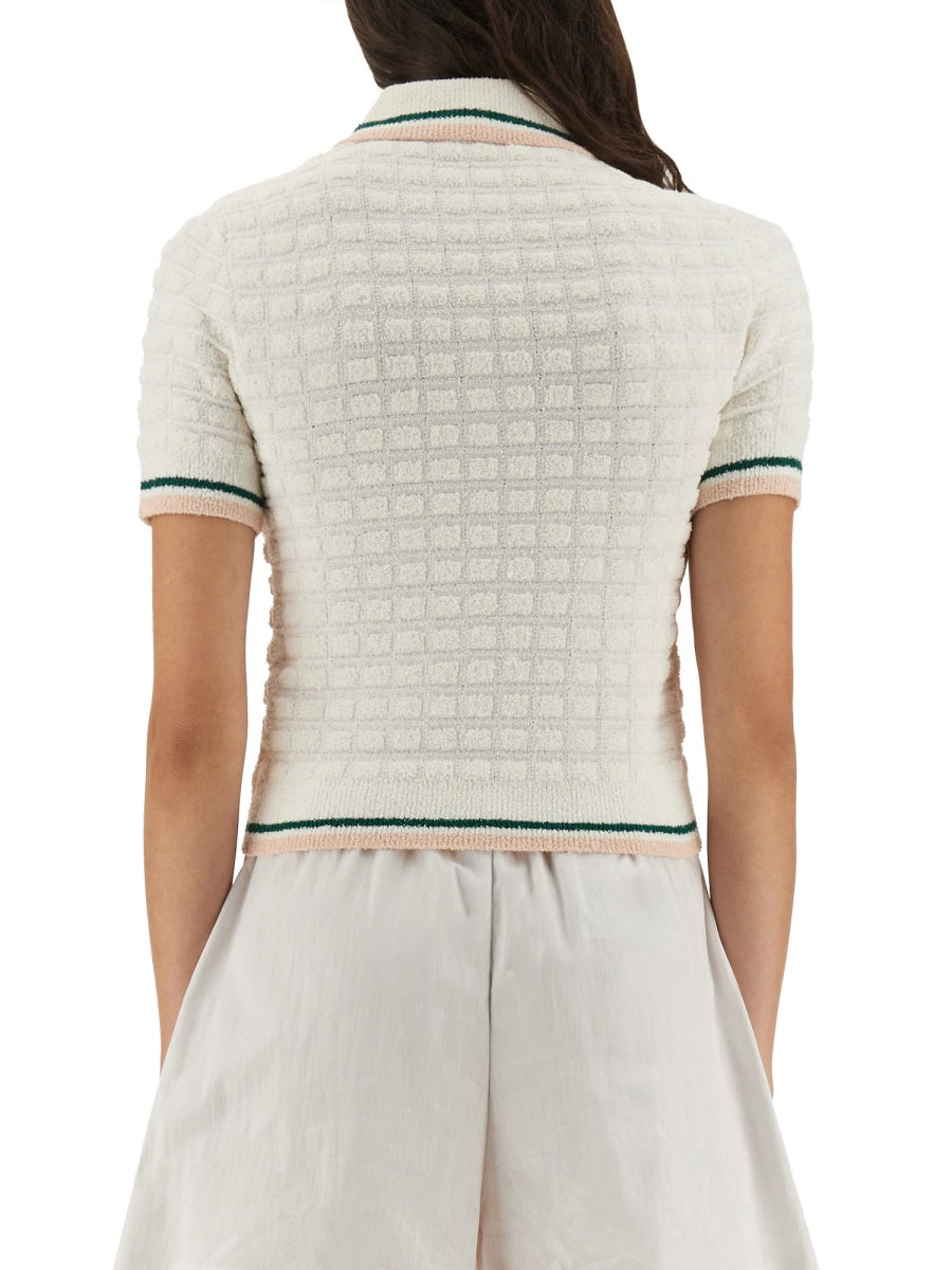 CASABLANCA Cropped Cotton Bouclé Polo Shirt